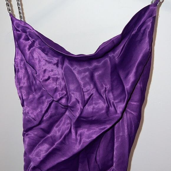 Zara Purple Dress with Chain Rhinestone Straps Adjustable Length Size XS - Picture 14 of 14